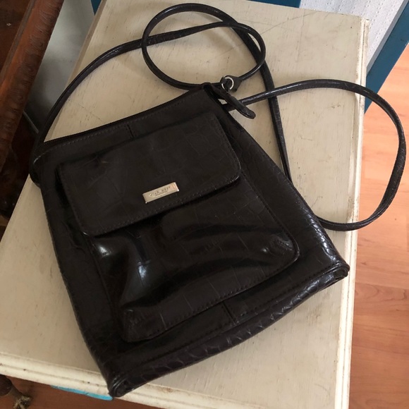 NINE WEST Brown Croc Embossed Crossbody Handbag - Picture 2 of 9